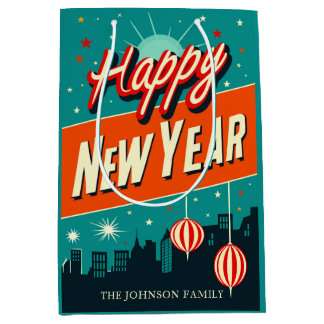 Sac Cadeau Moyen Mid Century Modern Style Happy New Year