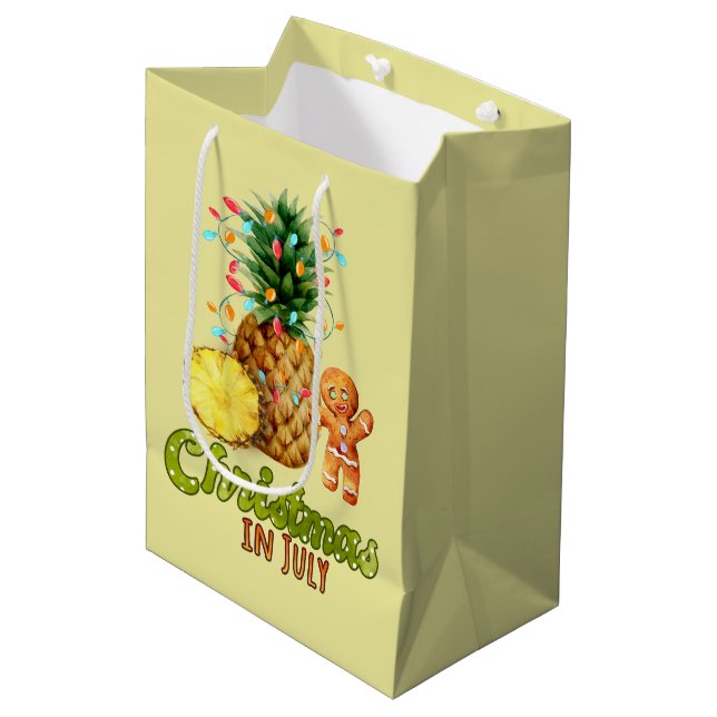 Sac Cadeau Moyen mignon ananas Noël pain d'épice juillet (Devant Angle)