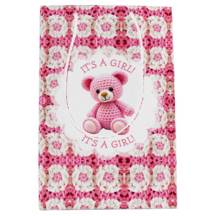 Sac Cadeau Moyen Mignon Ours en Teddy Crochetée Fille Baby Shower