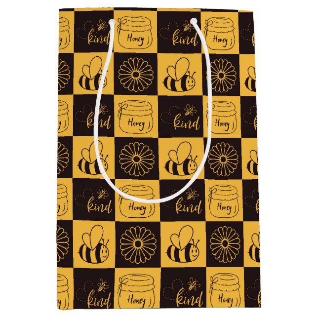 Sac Cadeau Moyen Mignonne abeille à miel  (Devant)