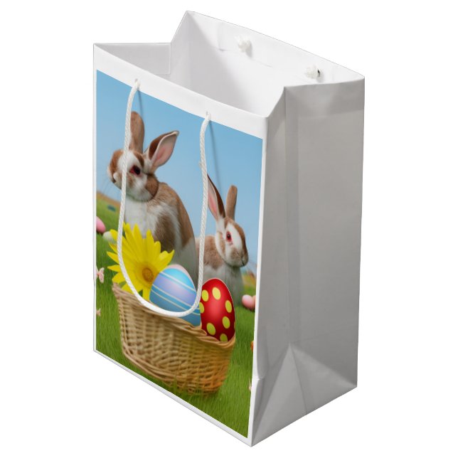 Sac Cadeau Moyen Mignonne lapin de Pâques pour une humeur positive (Devant Angle)