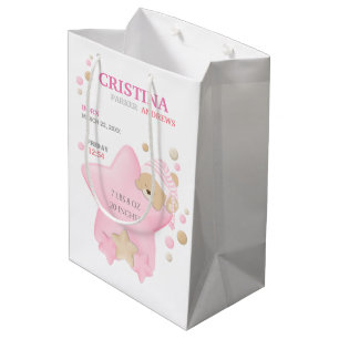 Sac Cadeau Moyen Mignonne Sleeping Teddy Ours Bébé Fille Naissanc