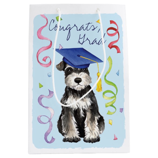 Sac Cadeau Moyen Mini diplômé de Schnauzer (Devant)