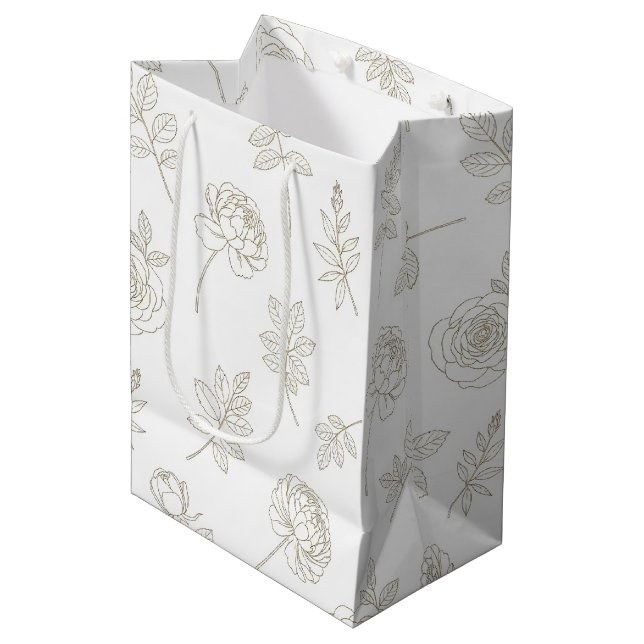 Sac Cadeau Moyen Minimal Botanical Line Art Pattern (8) (Devant Angle)