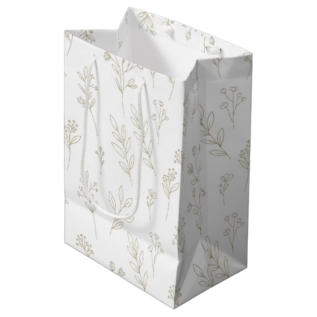 Sac Cadeau Moyen Minimal Botanical Line Art Pattern (9) (Devant Angle)