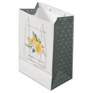 Sac Cadeau Moyen Minimal Lemon Botanical Boho Love Merci Mariage