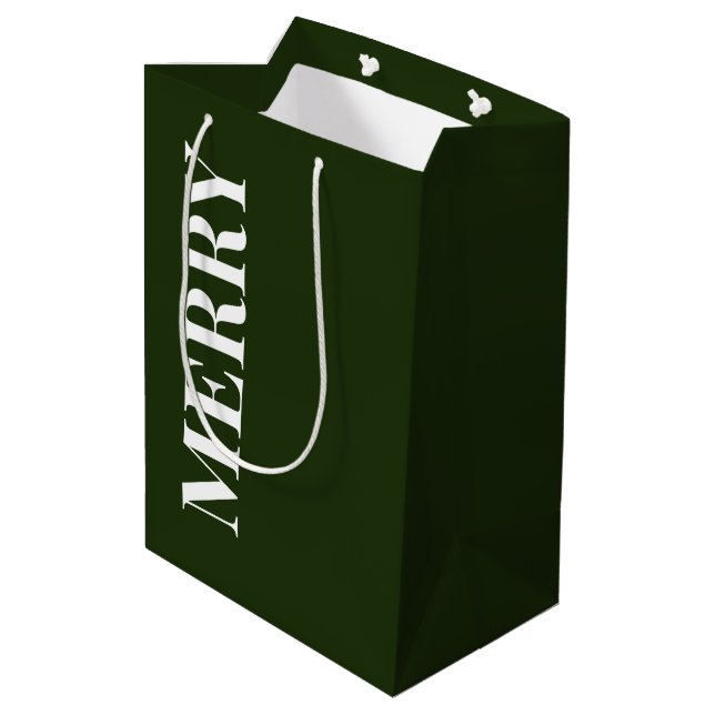 Sac Cadeau Moyen Minimal MERRY | Vert forêt de fêtes (Dos Angle)