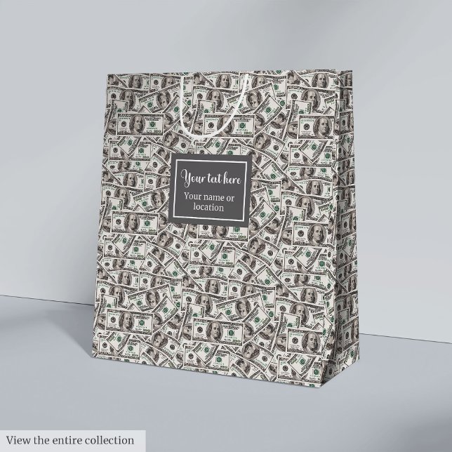 Sac Cadeau Moyen Minimalist funny gift for money lovers custom name (Minimalist funny gift for money lovers custom name Medium Gift Bag)