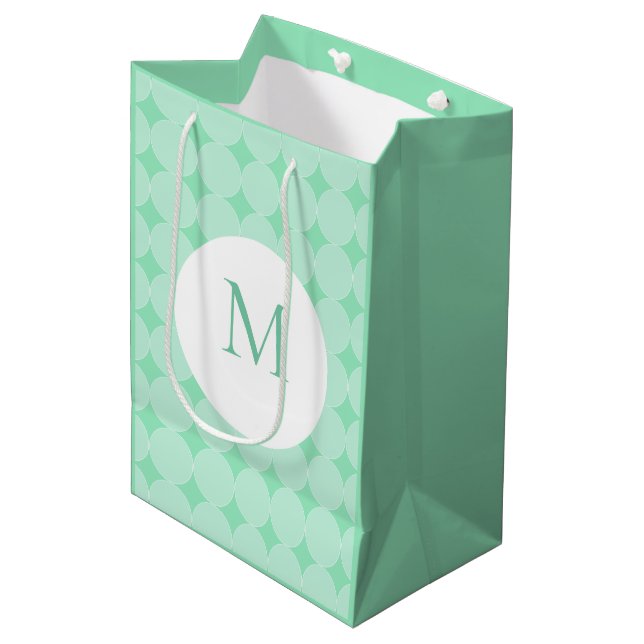 Sac Cadeau Moyen Mint Green Monogrammé Élégant Modèle moderne (Devant Angle)