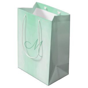 Sac Cadeau Moyen Mint Green Monogramme Modèle moderne Élégant