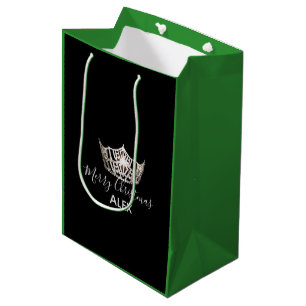 Sac Cadeau Moyen Miss America Silver Crown Green Cadeau Sac-Noël