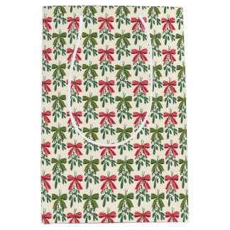 Sac Cadeau Moyen Mistletoe de Noël avec des vaches