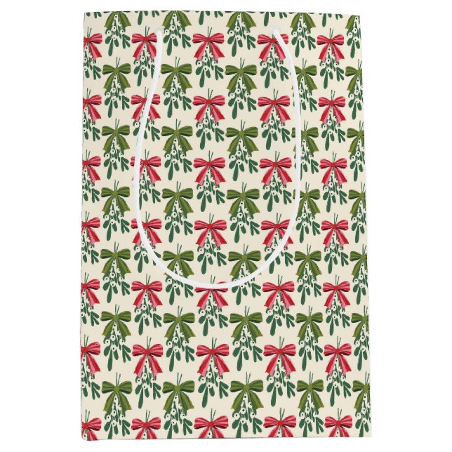 Sac Cadeau Moyen Mistletoe de Noël avec des vaches (Devant)