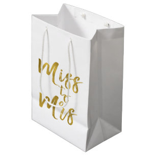 Sac Cadeau Moyen Mlle à Mme Fête des mariées Party Gold Foil