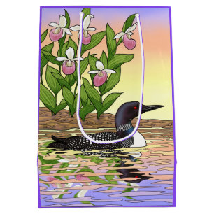 Sac Cadeau Moyen MN State Bird Flower Loon Lady Slipper