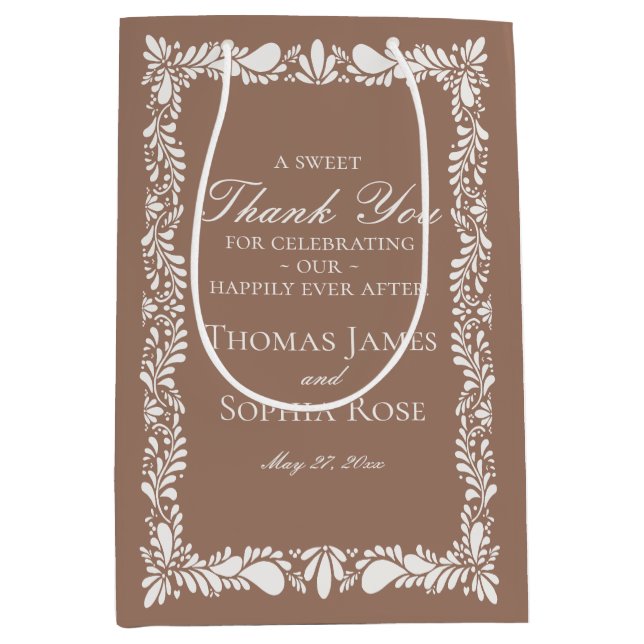 Sac Cadeau Moyen Mocha Carrelage Brown Talavera Fiesta Mariage Fave (Devant)