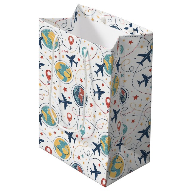 Sac Cadeau Moyen Modèle d'aviation pour les voyages mondiaux (1) (Devant Angle)