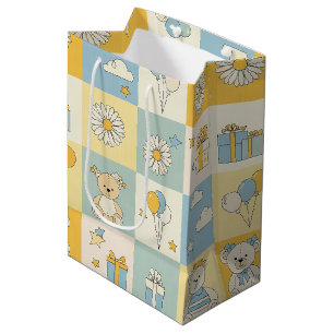 Sac Cadeau Moyen Modèle de jardin de marguerites Ourson (17)