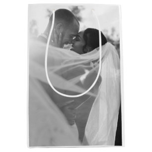 Sac Cadeau Moyen Modèle de photo personnalisable en noir et blanc p