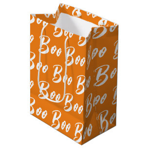 Sac Cadeau Moyen Modèle de texte boo orange blanc Halloween
