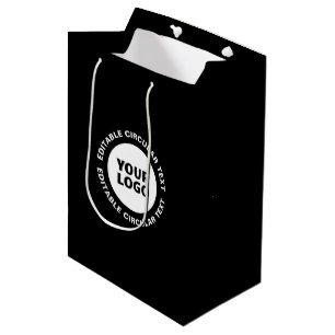 Sac Cadeau Moyen Modèle de texte circulaire éditable & votre logo