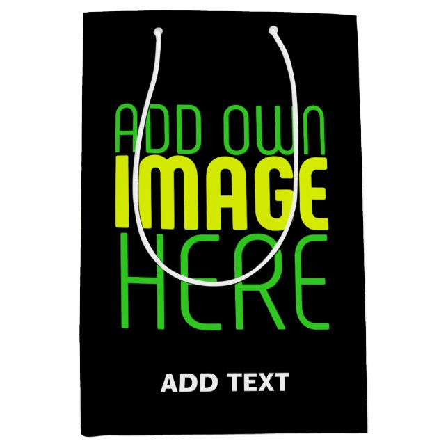 SAC CADEAU MOYEN MODELE DE TEXTE D'IMAGE NOIRE SIMPLE ET MODIFIABLE (Devant)