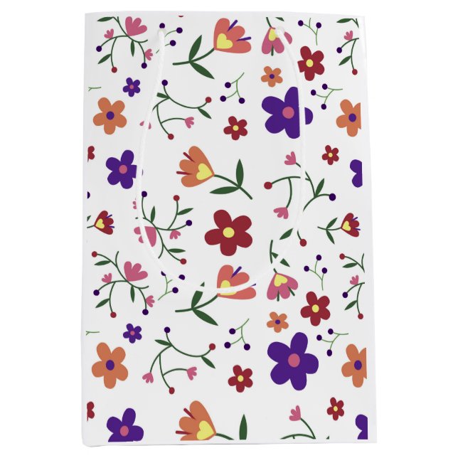 Sac Cadeau Moyen Modèle floral à main (Devant)