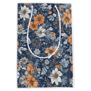 Sac Cadeau Moyen Modèle Floral bleu