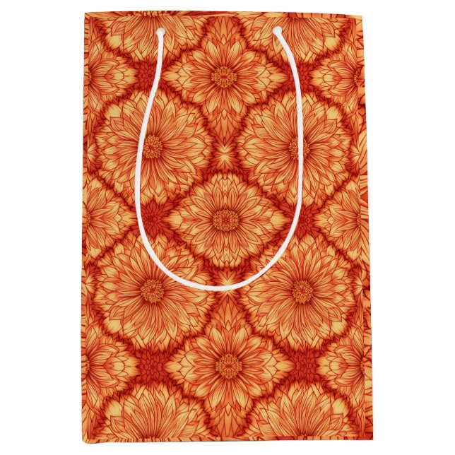 SAC CADEAU MOYEN MODÈLE FLORAL BOHO ROUGE (Devant)