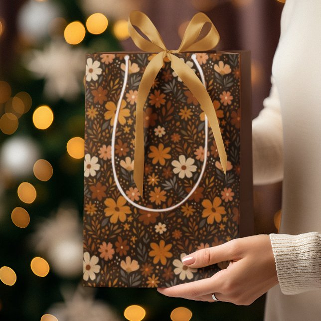 Sac Cadeau Moyen Modèle Floral Brown rétro (Créateur téléchargé)
