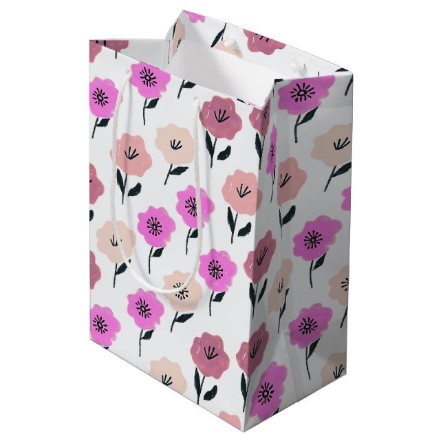 Sac Cadeau Moyen Modèle floral dynamique (Dos Angle)