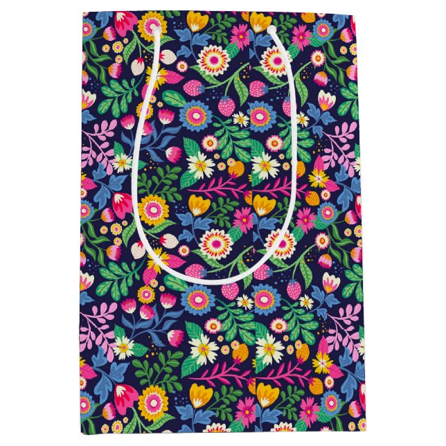 Sac Cadeau Moyen Modèle floral peint à la main exotique-48330 (Devant)