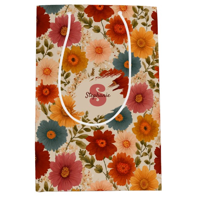 Sac Cadeau Moyen Modèle floral vintage (Devant)