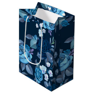 Sac Cadeau Moyen Modèle floral Vintage bleu roses