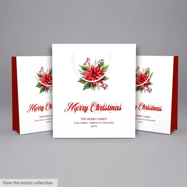 Sac Cadeau Moyen Modern Botanical Christmas Flower Holiday Bag (Modern Botanical Christmas Flower Holiday Bag)