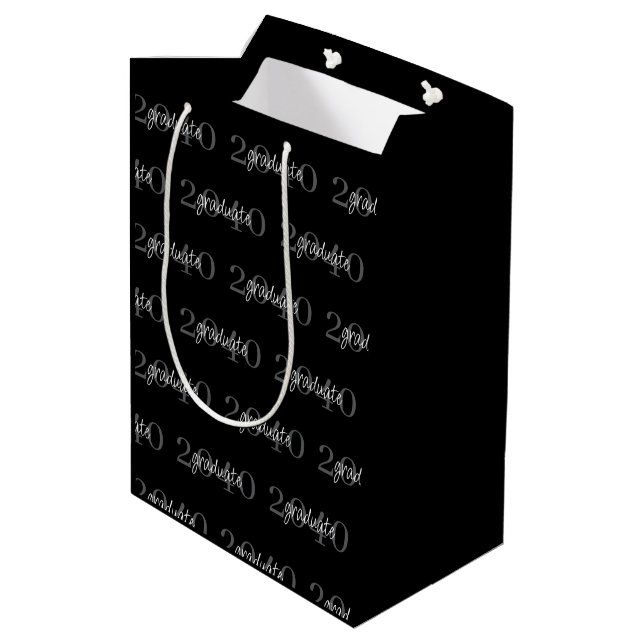 Sac Cadeau Moyen Modern Chic Black Graduation Year Custom (Dos Angle)