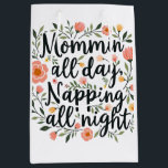 Sac Cadeau Moyen Modern Cute Floral Mother's Day, Birthday Mom<br><div class="desc">Modern Cute Floral Mother's Day Gift Bag with a botanical quote "Mommin All Day,  Napping All Night" for Happy Mother's Day on white background. Perfect for Mom's Birthday too. Perfect for a First Mother's day,  or to offer to your wife or daughter.</div>