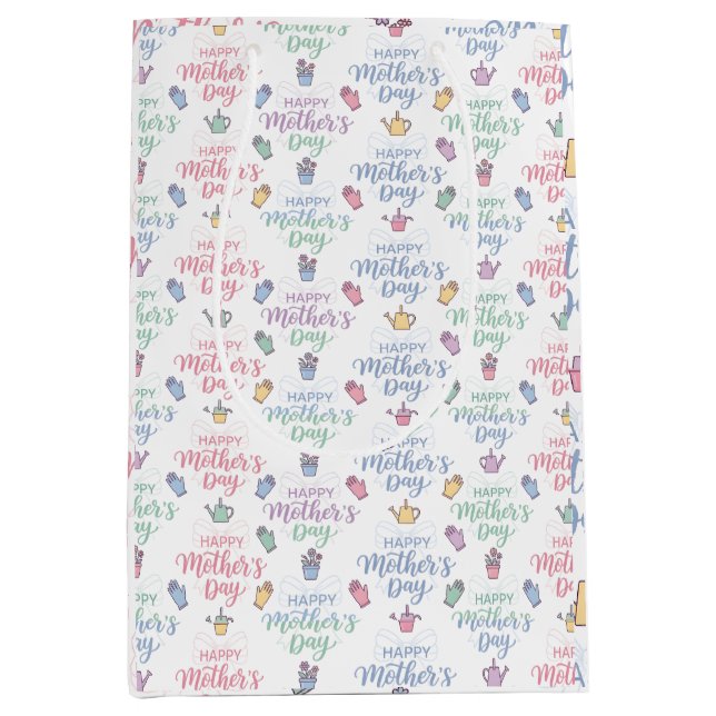 Sac Cadeau Moyen Modern Happy Mother's Day Typography  (Devant)