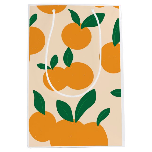 Sac Cadeau Moyen Modern Stylish Citrus Fruit Oranges Pattern (Devant)