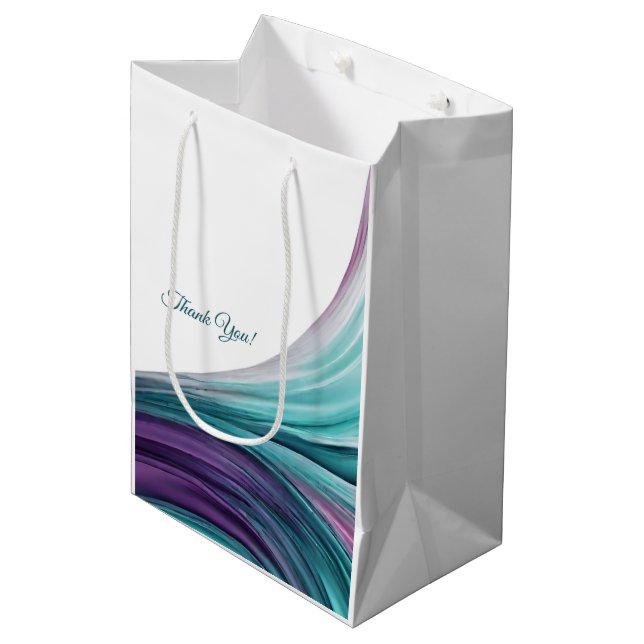 Sac Cadeau Moyen Moderne et chic-violet et Turquoise (Devant Angle)