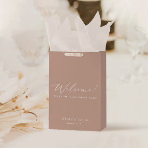 Sac Cadeau Moyen Moderne minimaliste Dusty Blush Rose Mariage Accue