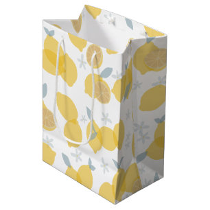 Sac Cadeau Moyen Moderne Pastel Citrus Lemons Motif