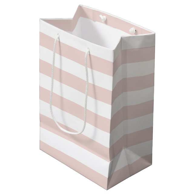 Sac Cadeau Moyen Moderne rose vif blanc rayures audacieuses girly c (Devant Angle)