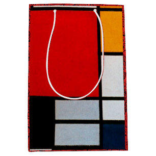 Sac Cadeau Moyen Mondrian - Composition à grand plan rouge