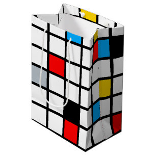 Sac Cadeau Moyen Mondrian géométrique Composition minimaliste moder