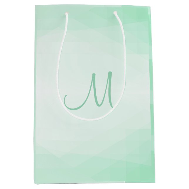 Sac Cadeau Moyen Monogramme couleur verte tendance (Devant)