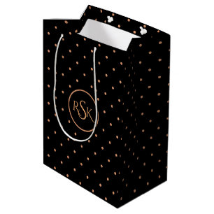 Sac Cadeau Moyen Monogramme de pêche et de Pois noirs