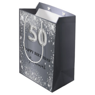Sac Cadeau Moyen Monogramme de poussière de parties scintillant arg