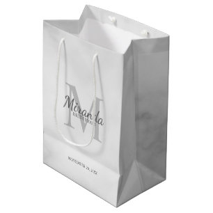 Sac Cadeau Moyen Monogramme et nom de la servante d'accueil personn