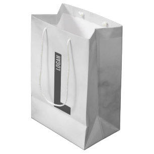Sac Cadeau Moyen Monogramme et nom personnalisés modernes